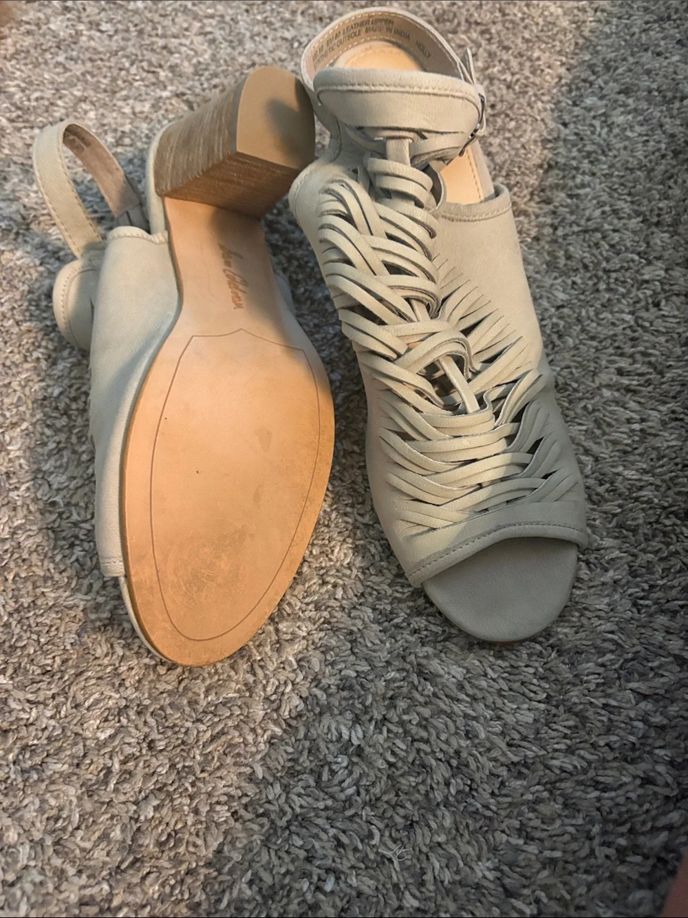 SAM EDELMAN Braided Cutout Peep-Toe Slingback Heels - Cream